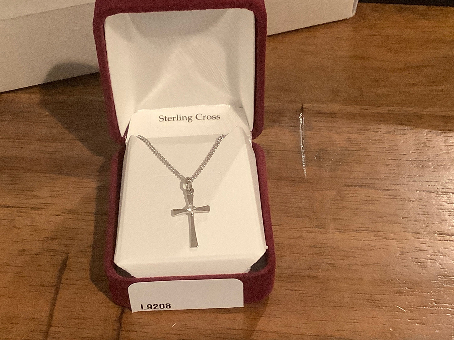 Sterling Silver Cross with Crystal Center L9208