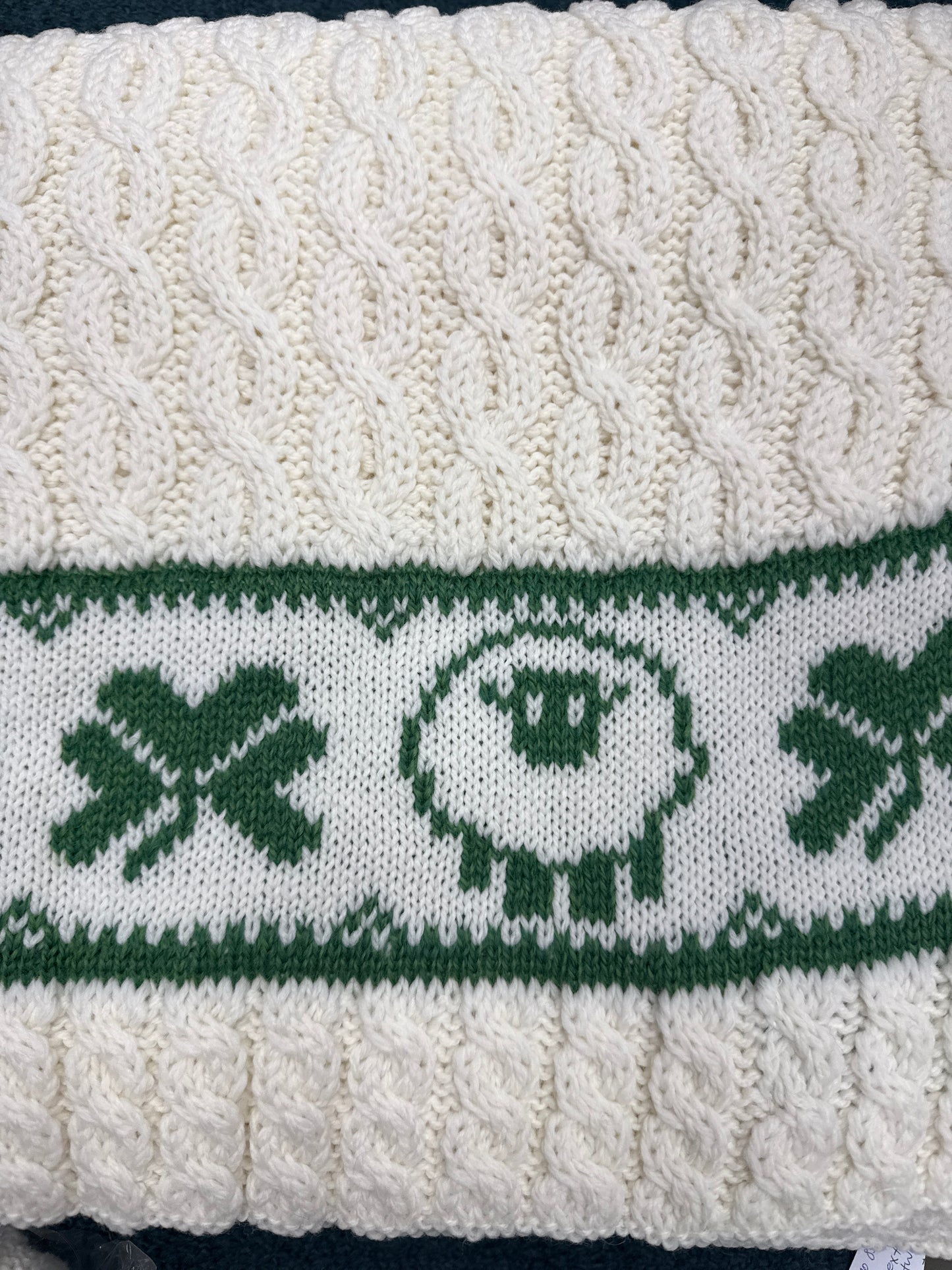Original Aran Baby Blanket with Sheep and Shamrock