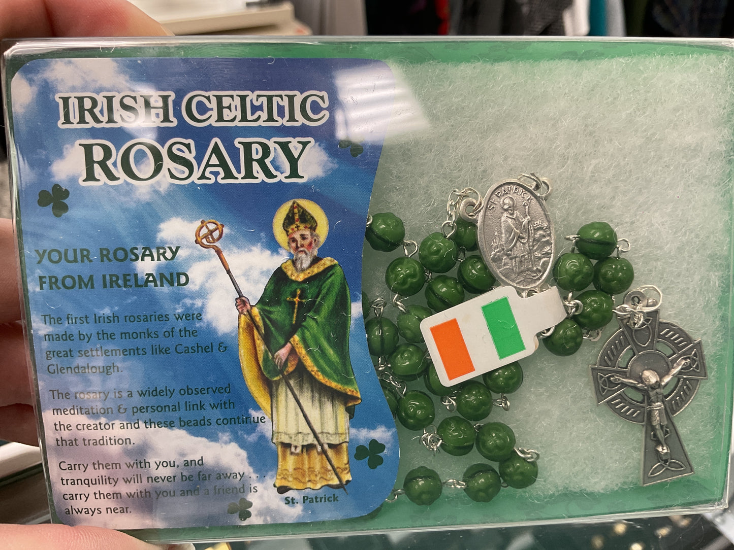 Irish Celtic rosary st. Patrick medal