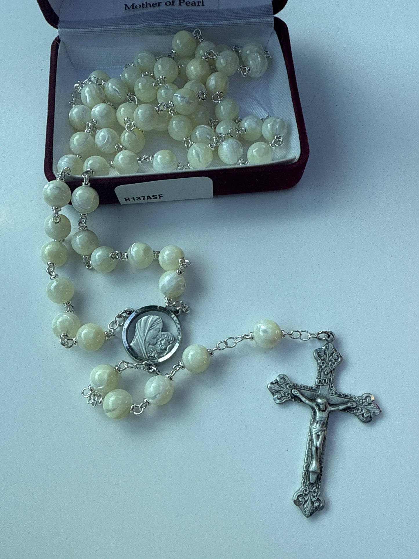 Genuine Mother of Pearl Rosary R137ASF