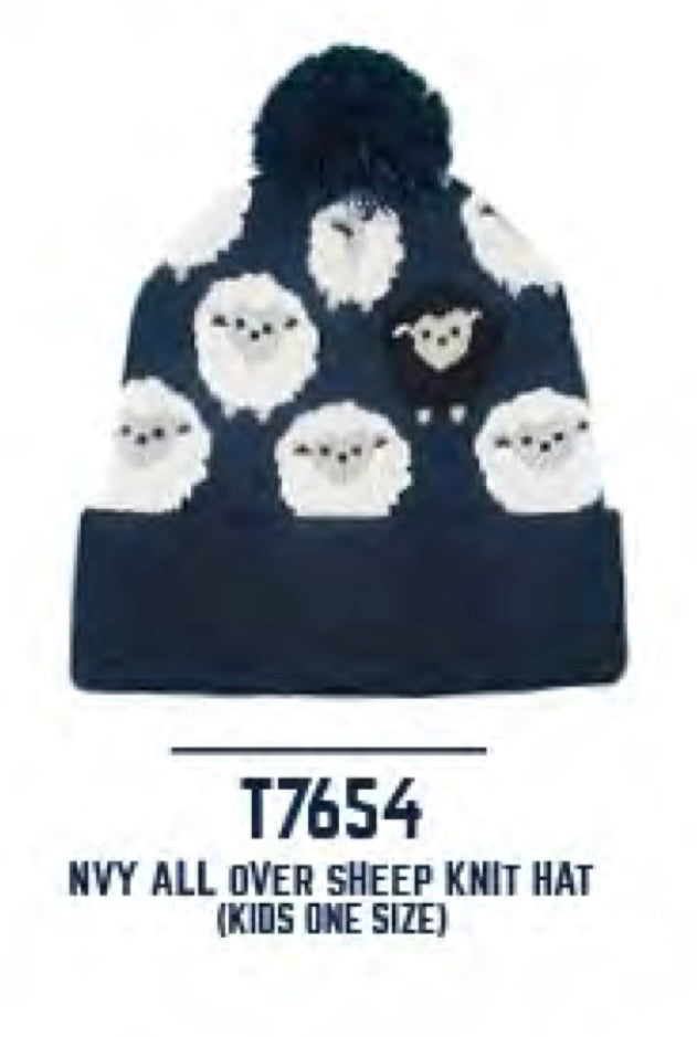 Navy All Over Sheep Kids T7654