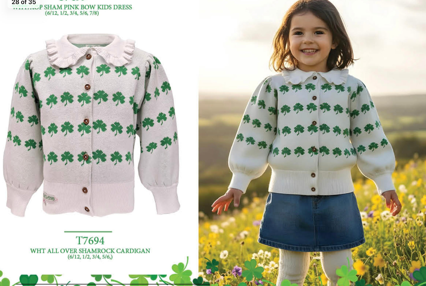 White all over shamrock sweater T7694