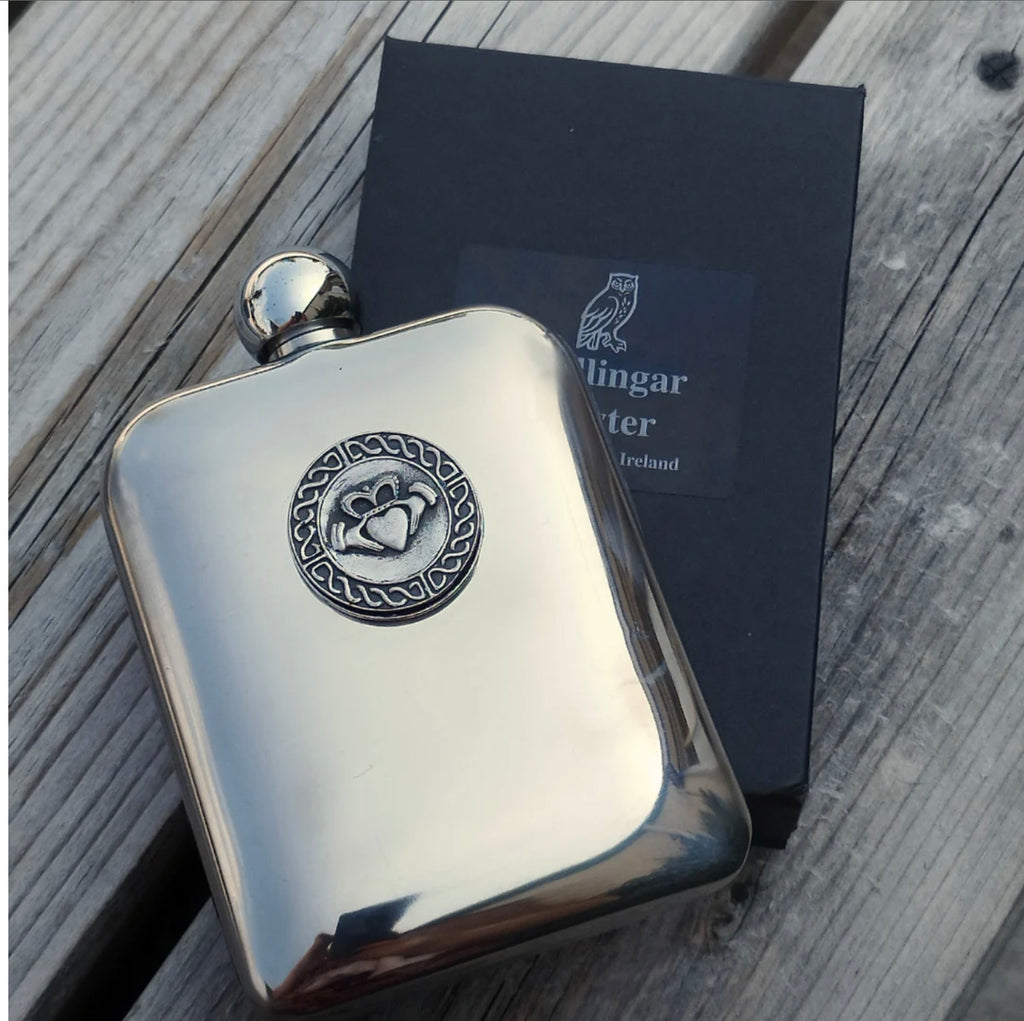 Stainless Steel Flask with Pewter Emblem P374