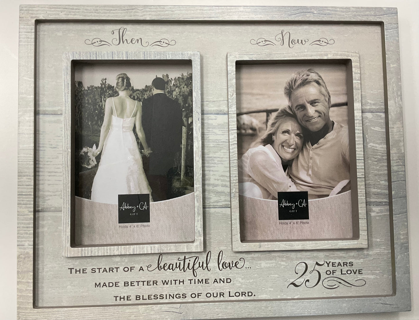 Then and Now 25th Anniversary Wood Frame