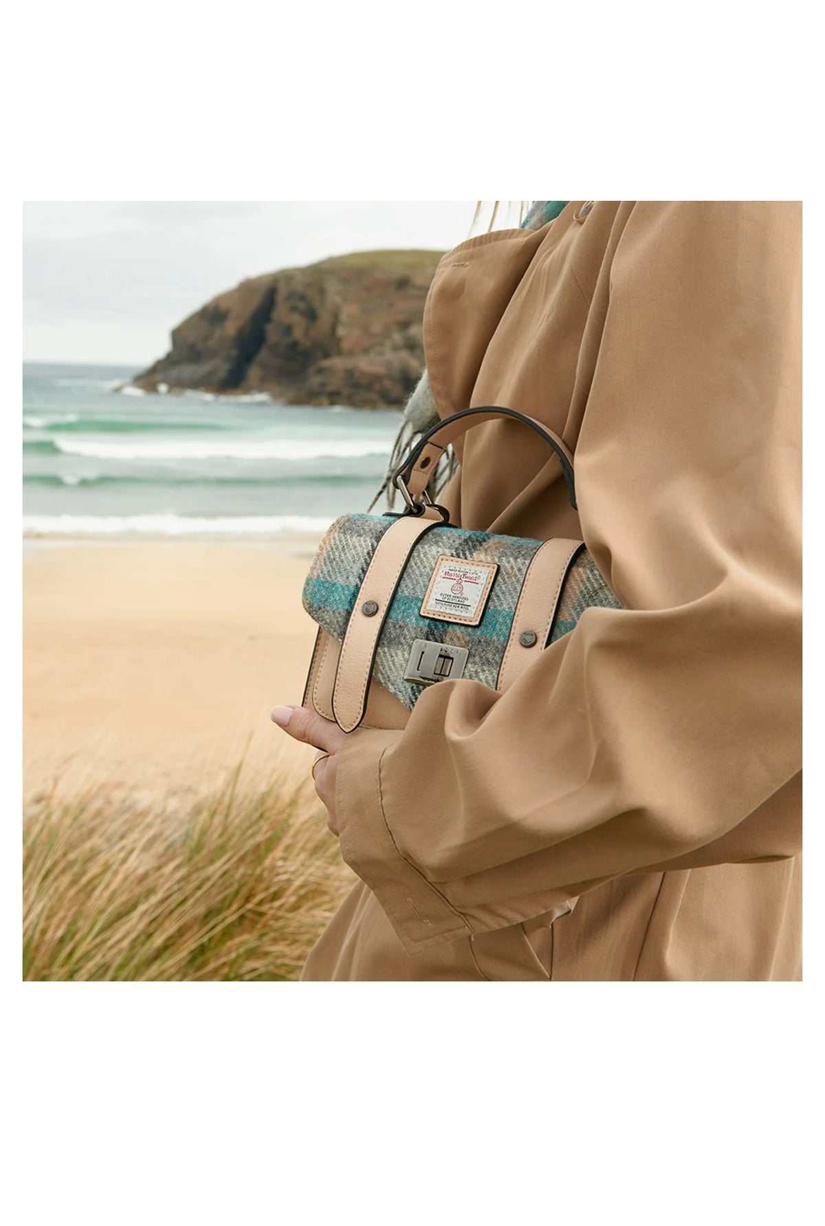 The Mini Satchel - Navy Beige Tartan