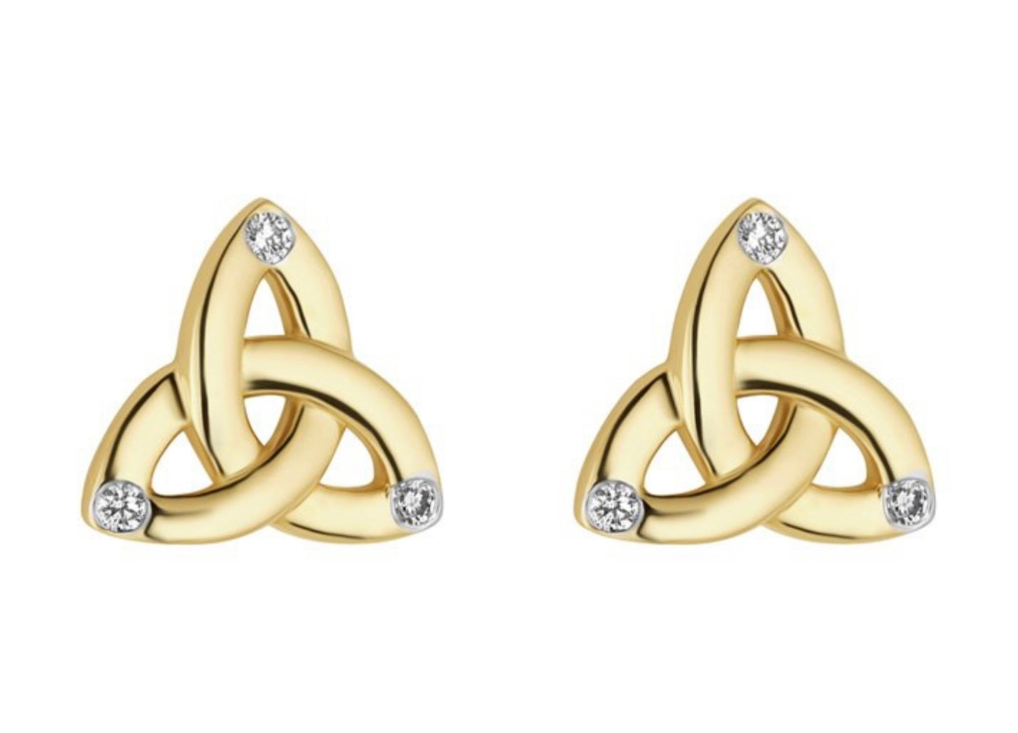 14K GOLD FLUSH SET DIAMOND TRINITY KNOT STUD EARRINGS
Code: S34192