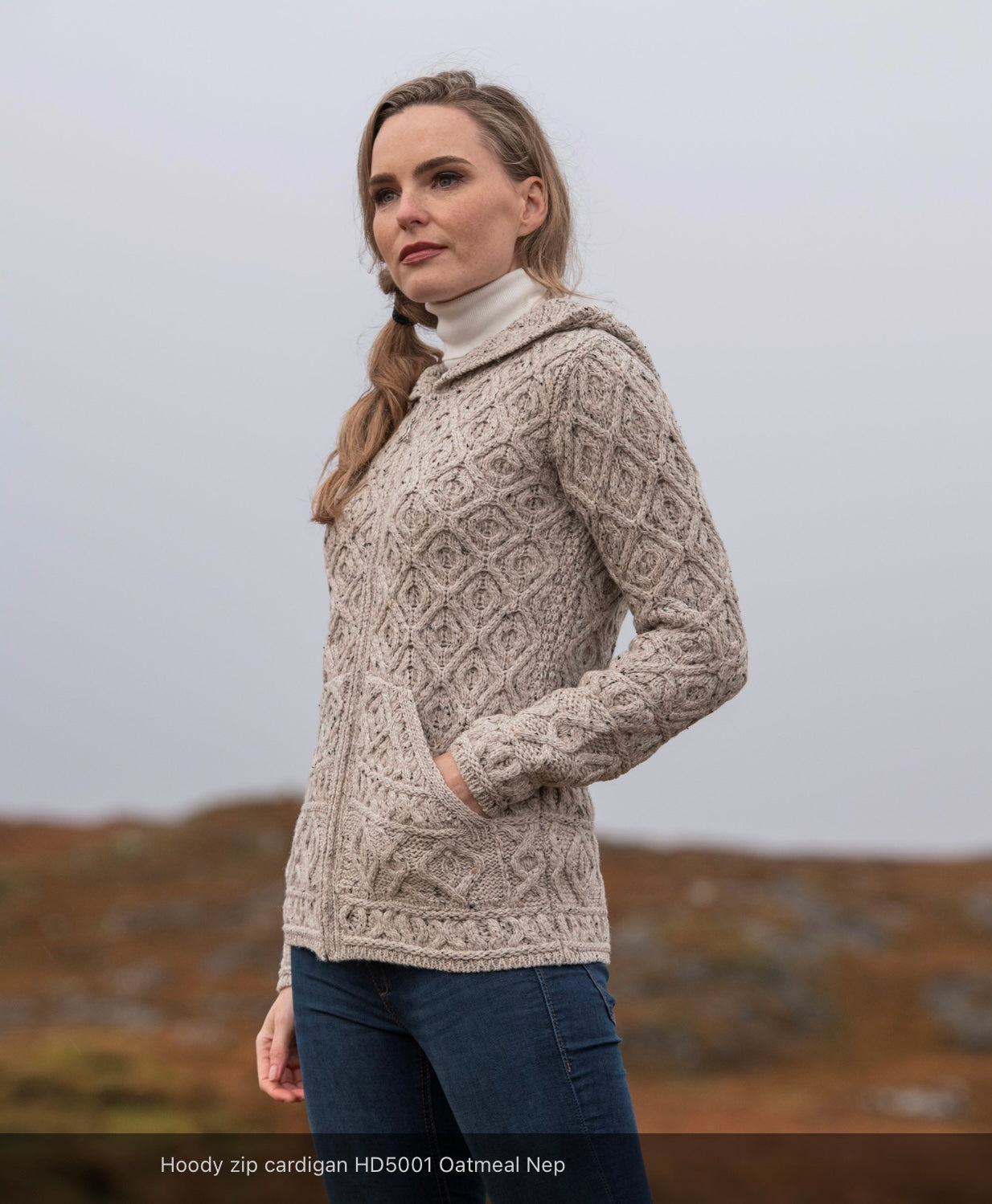 SKELLIG ZIP CARDIGAN WITH HOOD HD5001 OATMEAL
