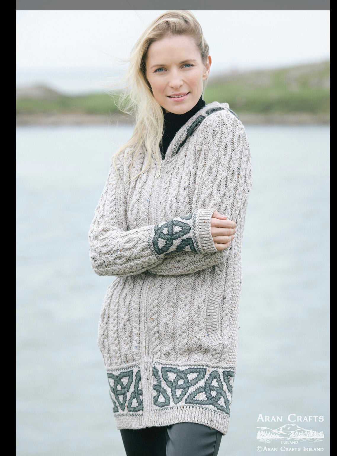 ST. BRIGID CELTIC JACQUARD HOODED COAT HD5464