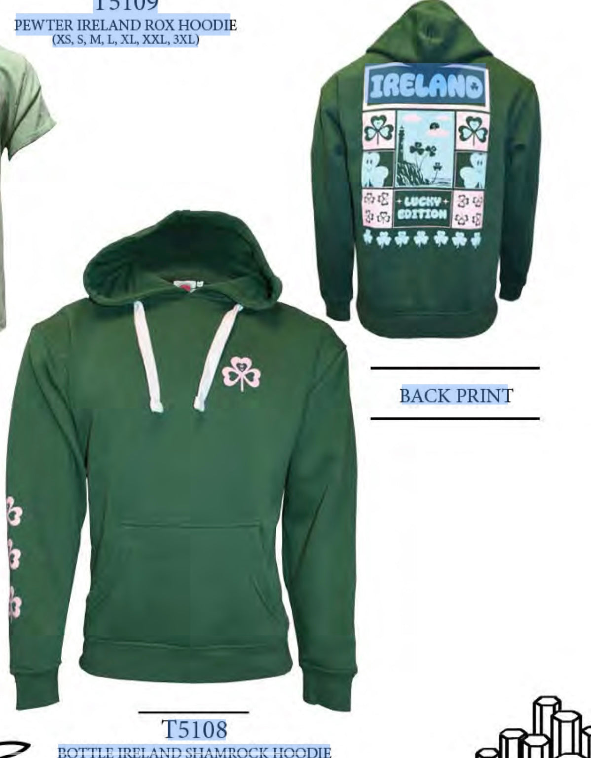 Ireland Shamrock Lucky Hoodie T5108