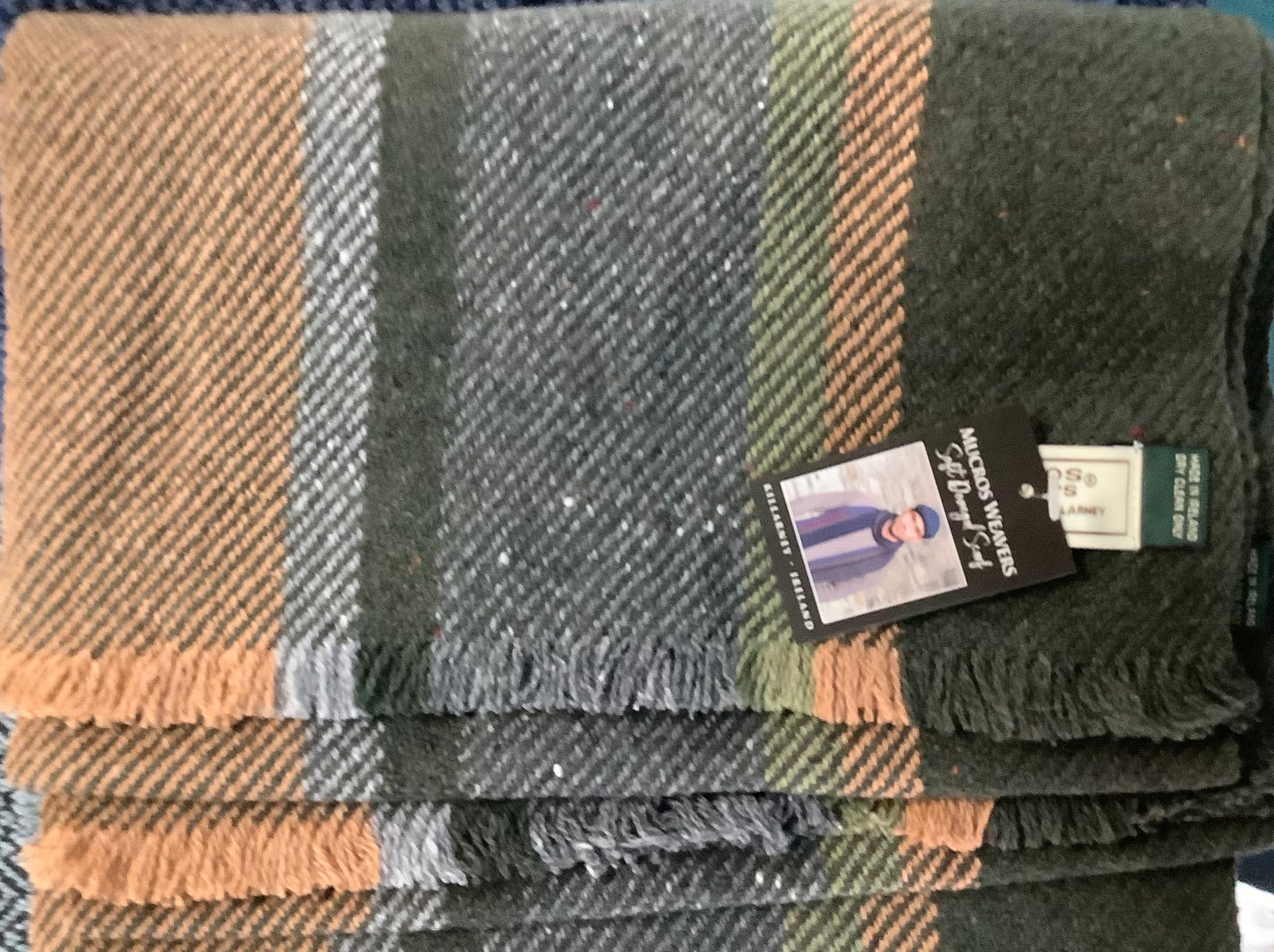 Soft Donegal Scarf by Mucros Brown/Red/Tan/Navy