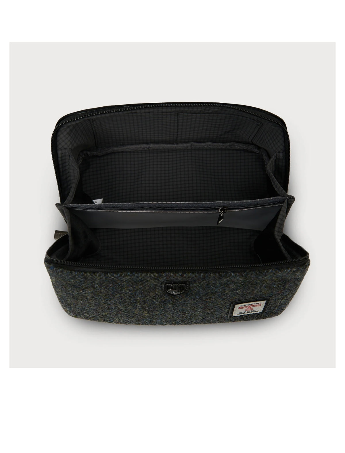 Toiletry Bag- black and grey herringbone