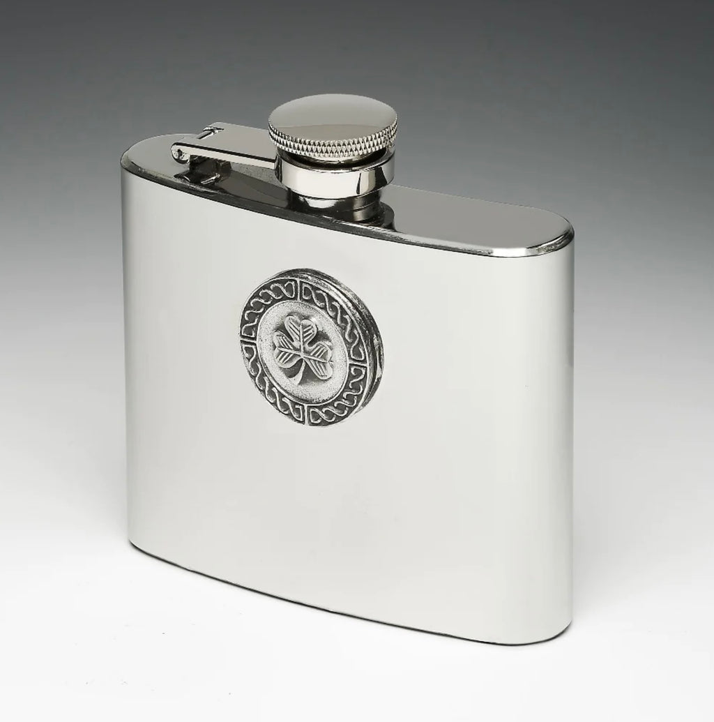 Stainless Steel Hip Flask with Pewter Emblem 5oz 5724B