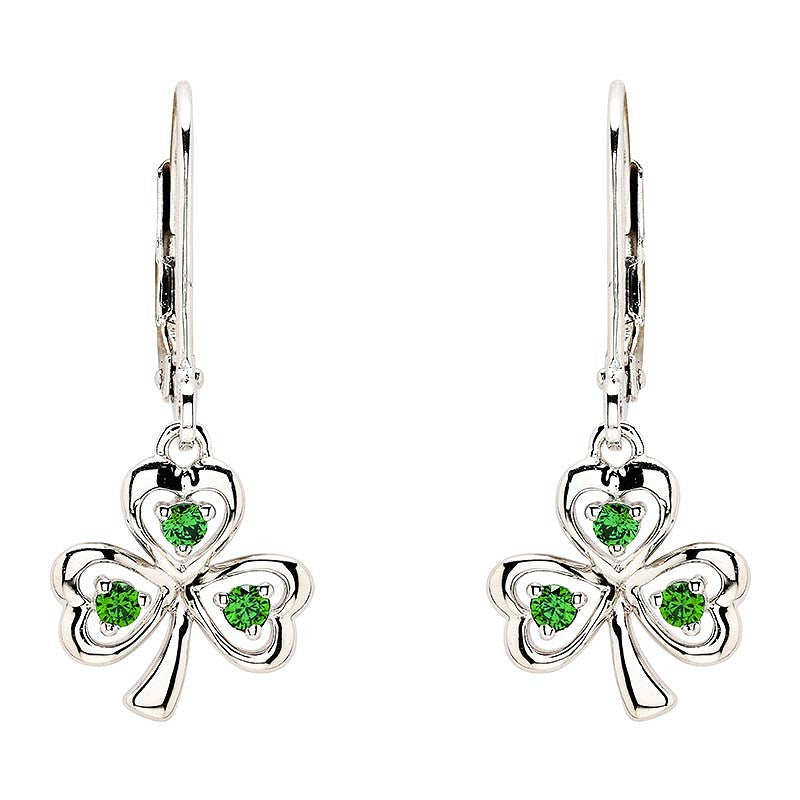 STERLING SILVER CZ EMERALD DROP SHAMROCK EARRINGS
SE007SH
