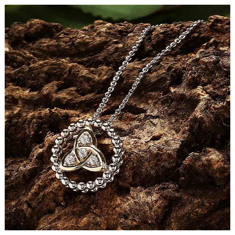 STERLIN SILVER CZ TRINITY KNOT NECKLACE WITH 1M GOLD PLATE
SP001SH