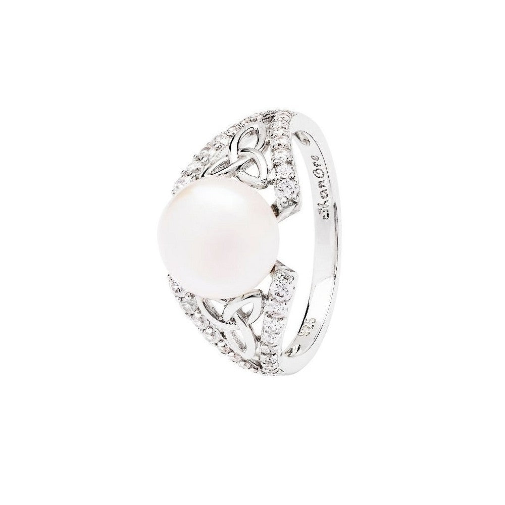 Sterling Silver Trinity with Pearl Ring SL113