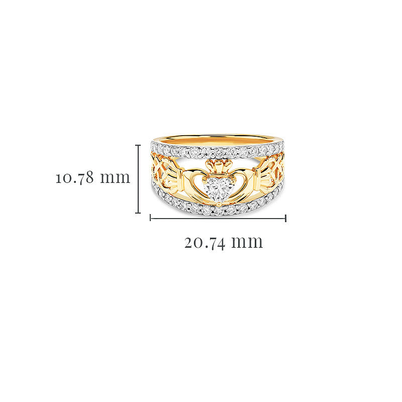 14KT GOLD LAB DIAMOND CLADDAGH RING
14L750