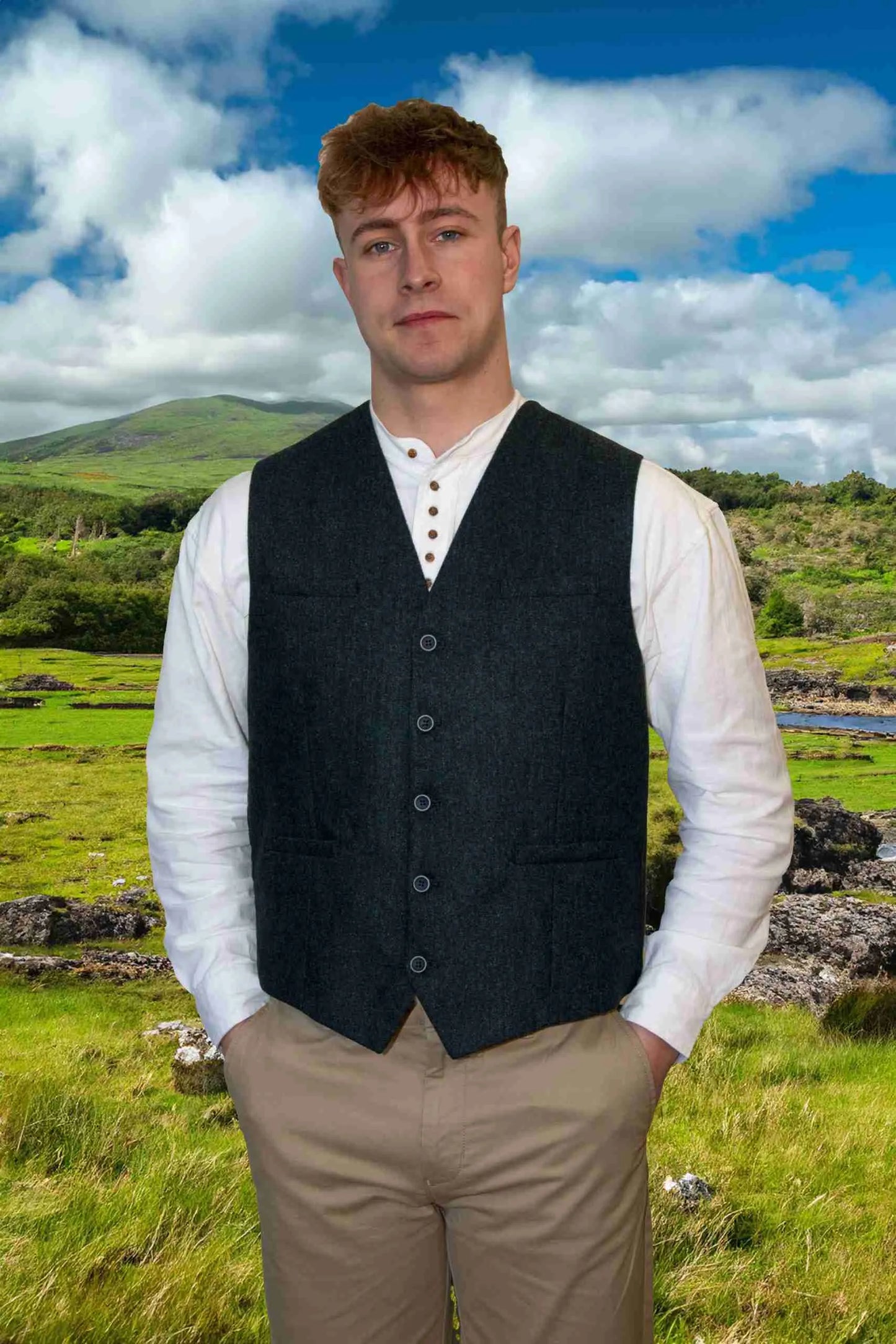 Homespun Navy waistcoat 6070