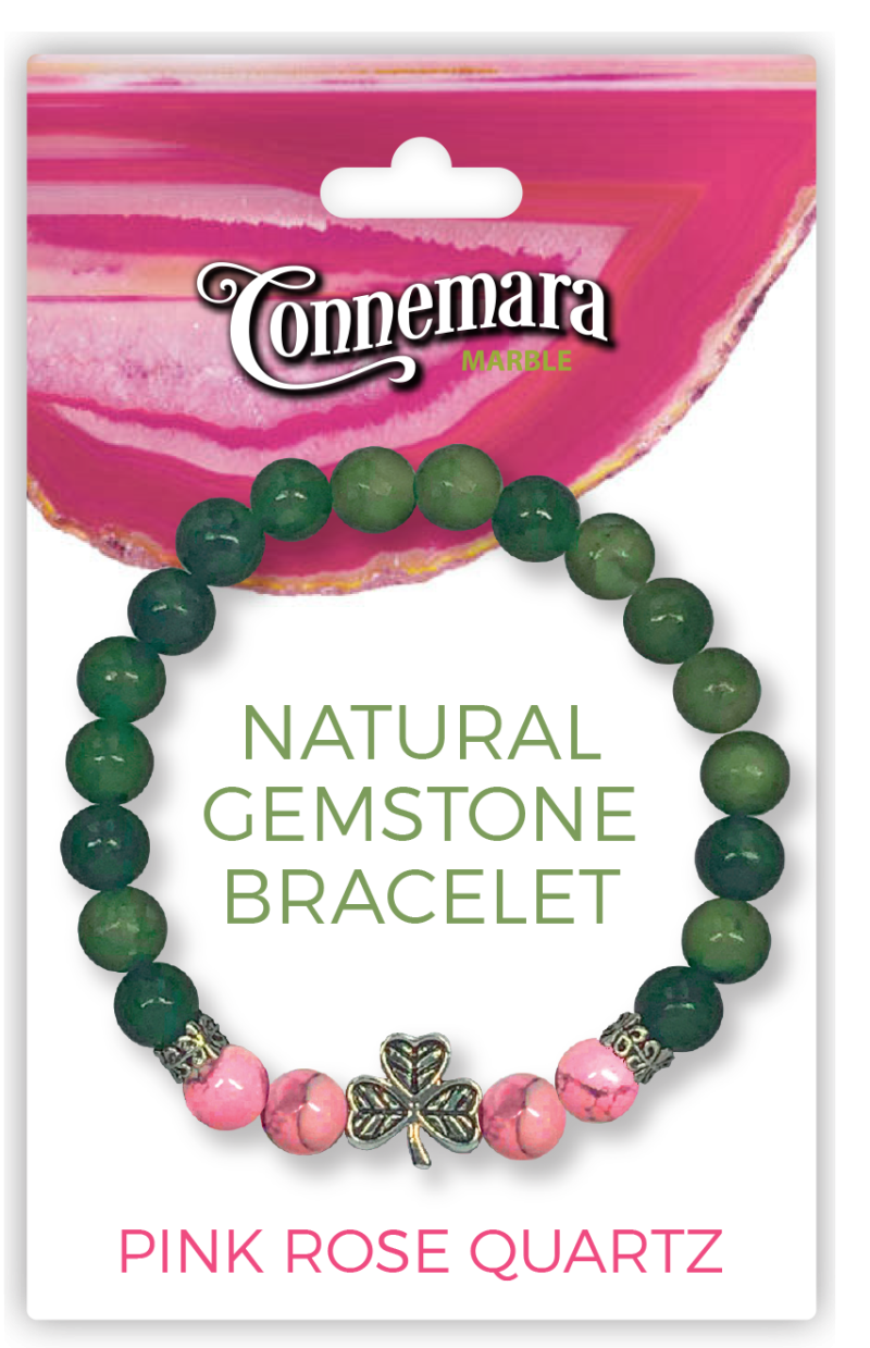 PINK ROSE QUARTZ GEMSTONE AND MARBLE BRACELET