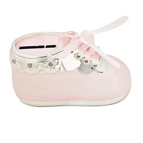 Pink Girl Shoe Bank with Jewels and Ribbon Laces