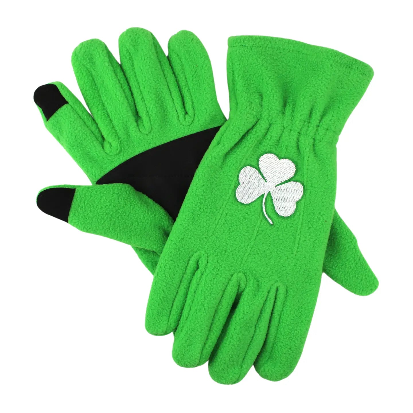 Irish Green Fleece Texting Gloves - Shamrock