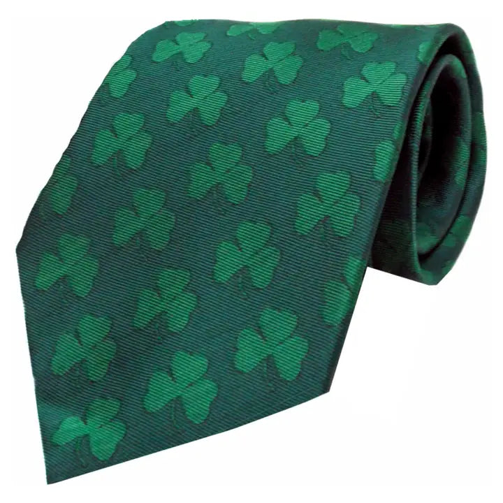 Irish Green Tone On Tone Shamrock Necktie