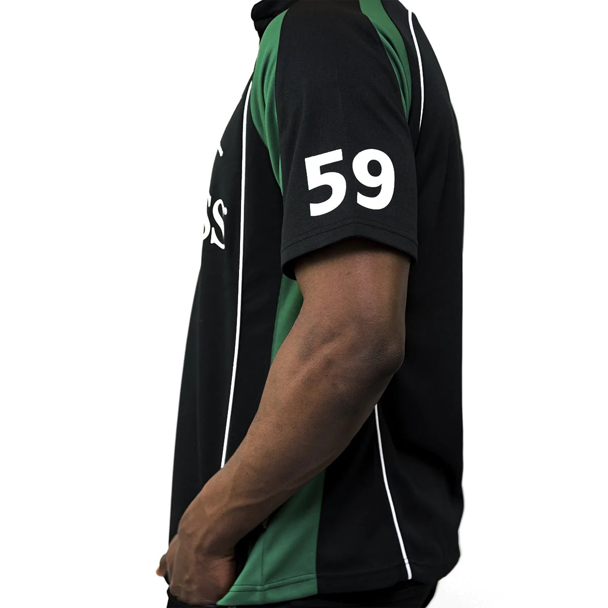 BLACK AND GREEN SHORT SLEEVE PERFORMANCE RUGBY JERSEY G1018