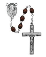 R287DF 4X6MM BROWN WOOD ROSARY