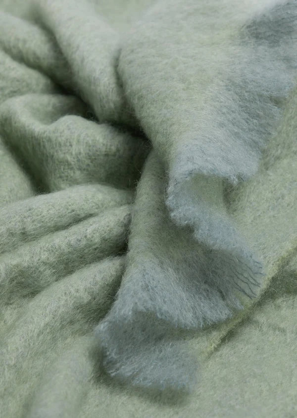 Foxford Mohair Sage green throw