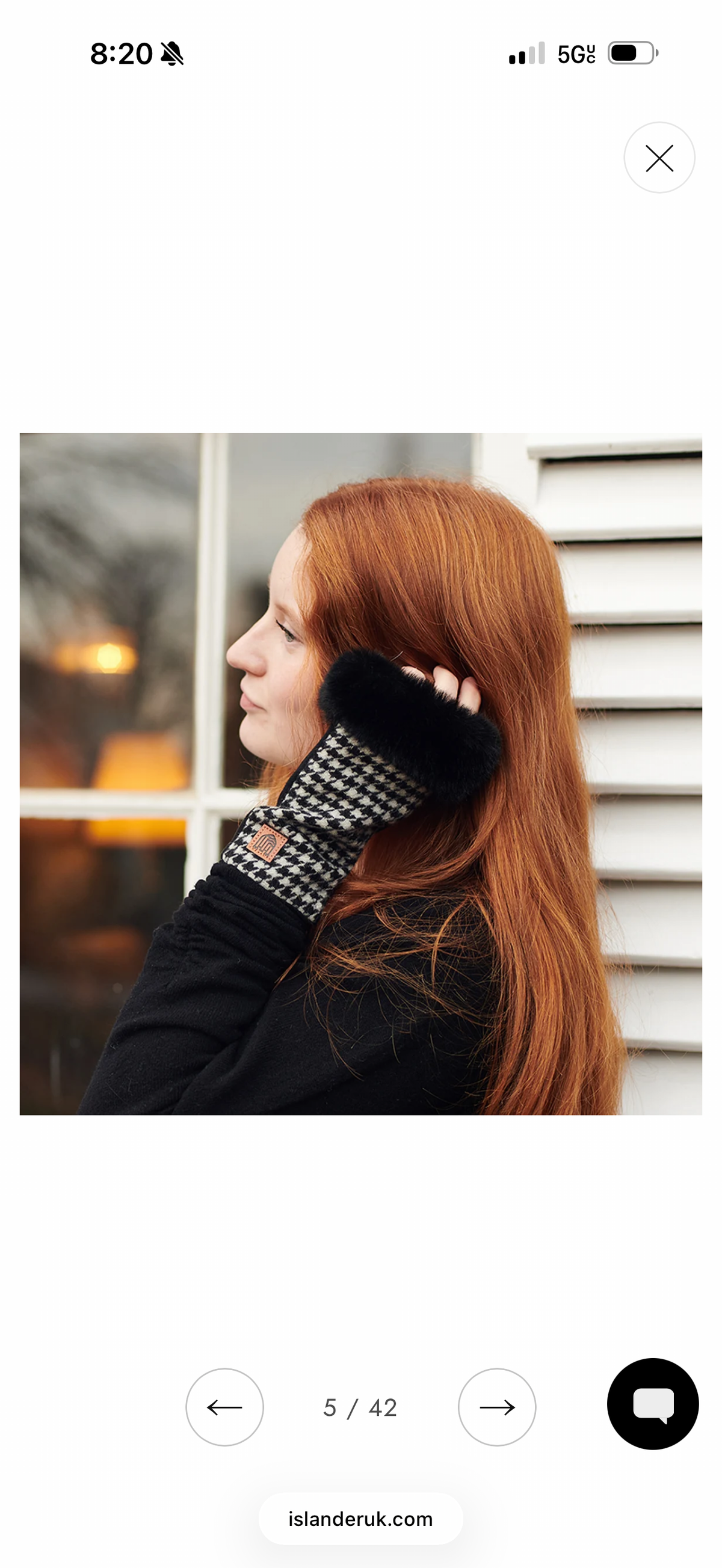 Lambswool Fingerless Glove- Navy Beige Tartan
