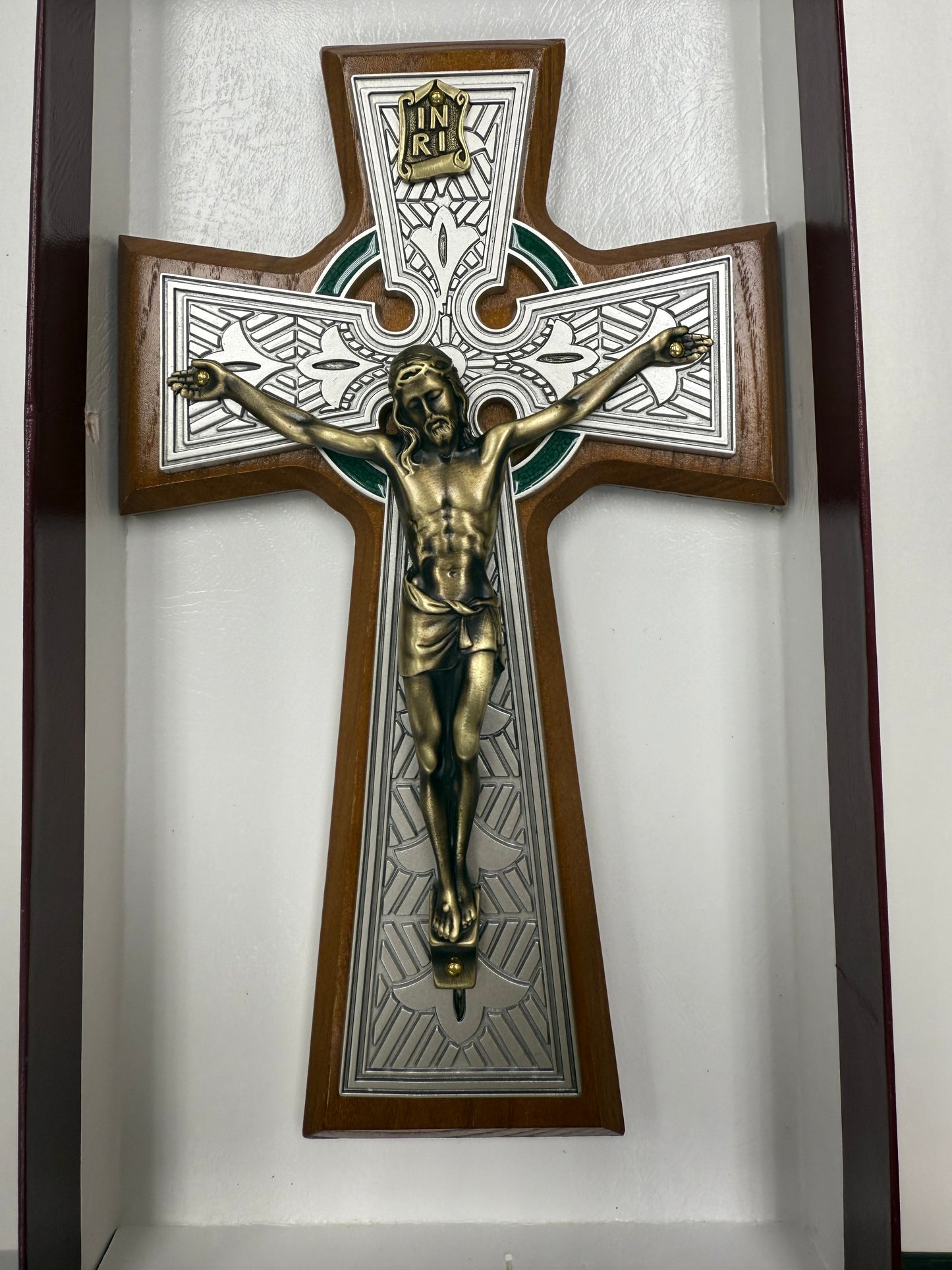 8” Walnut Celtic Cross Crucifix