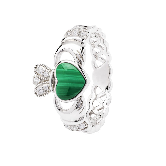 Sterling silver Claddagh with Malachite heart SL111