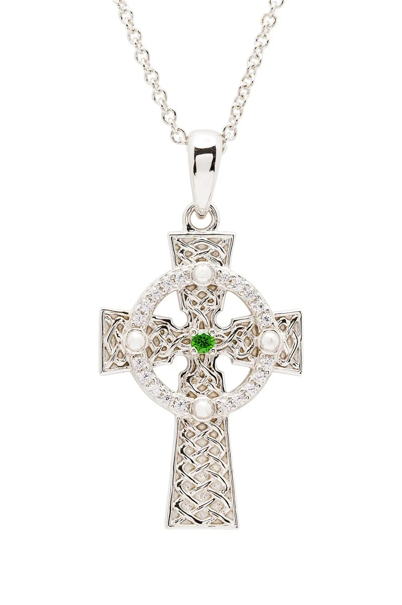 Sterling Silver Green CZ Celtic Cross
SF38 Made By Shanore