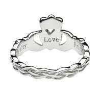 Sterling silver Claddagh ring with Celtic weave A3014