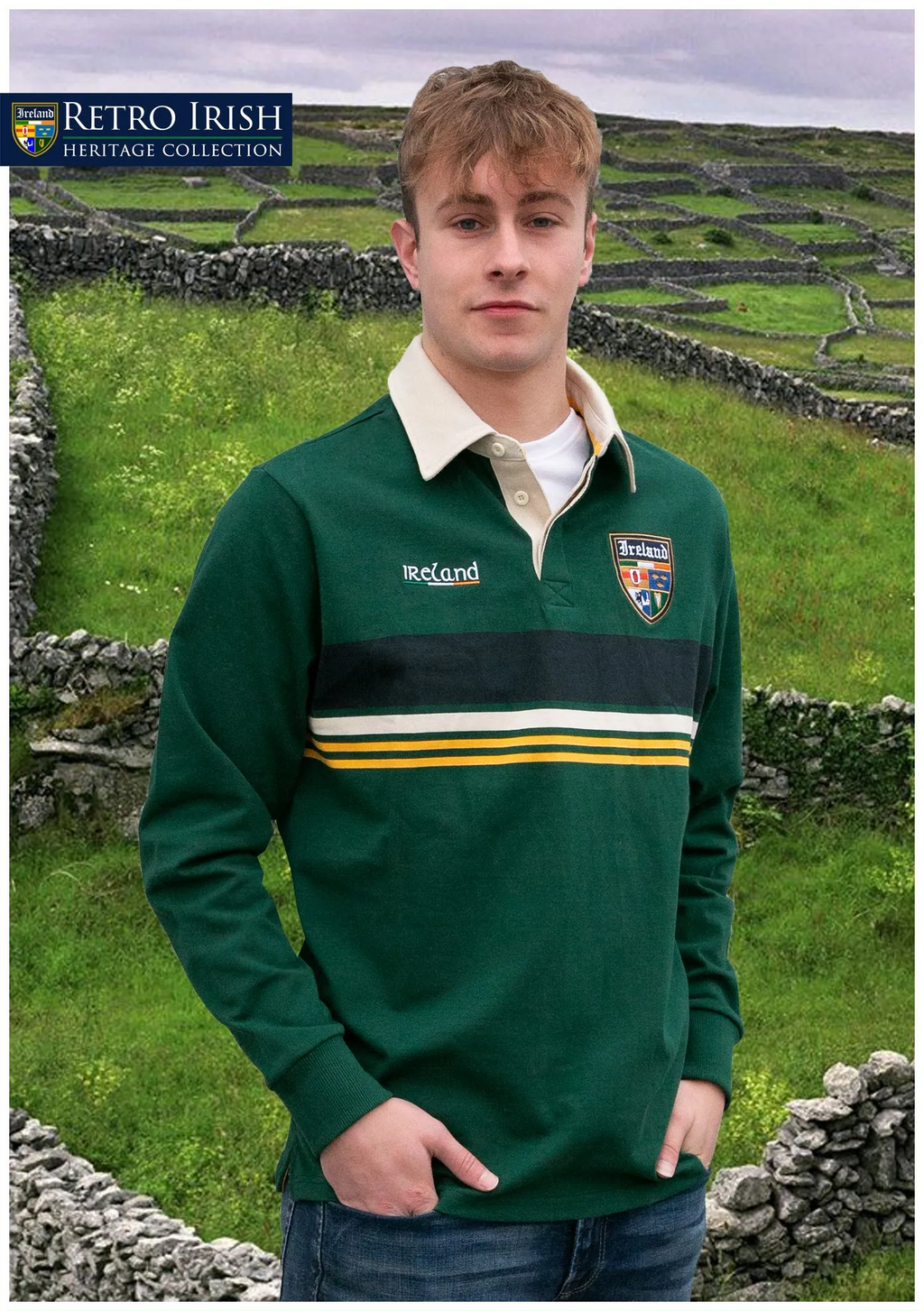 Men’s rugby long sleeve Emerald green 6509