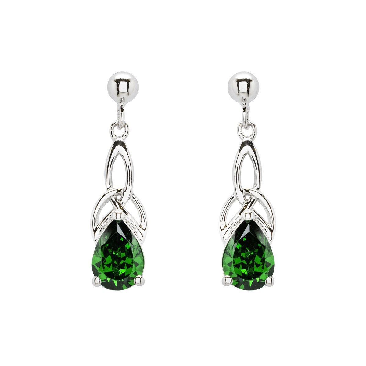 Sterling Silver Cz Emerald Trinity Earrings
SE2447