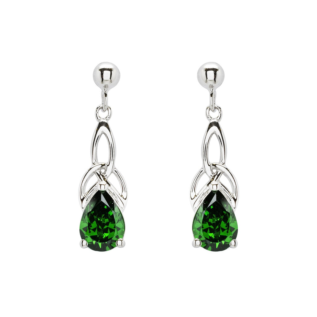 Sterling Silver Cz Emerald Trinity Earrings
SE2447