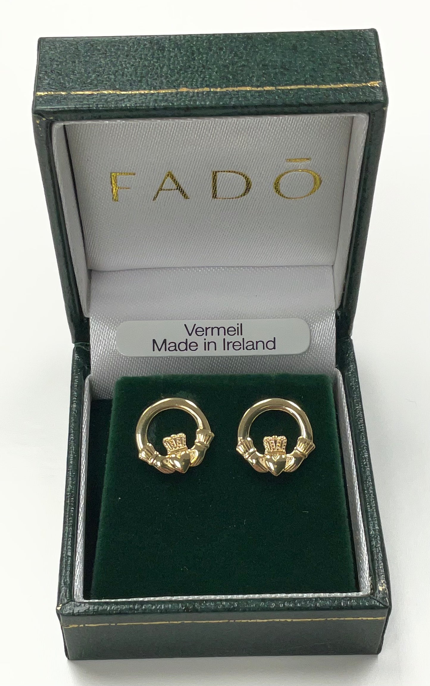 Gold Vermeil Claddagh stud earrings E102