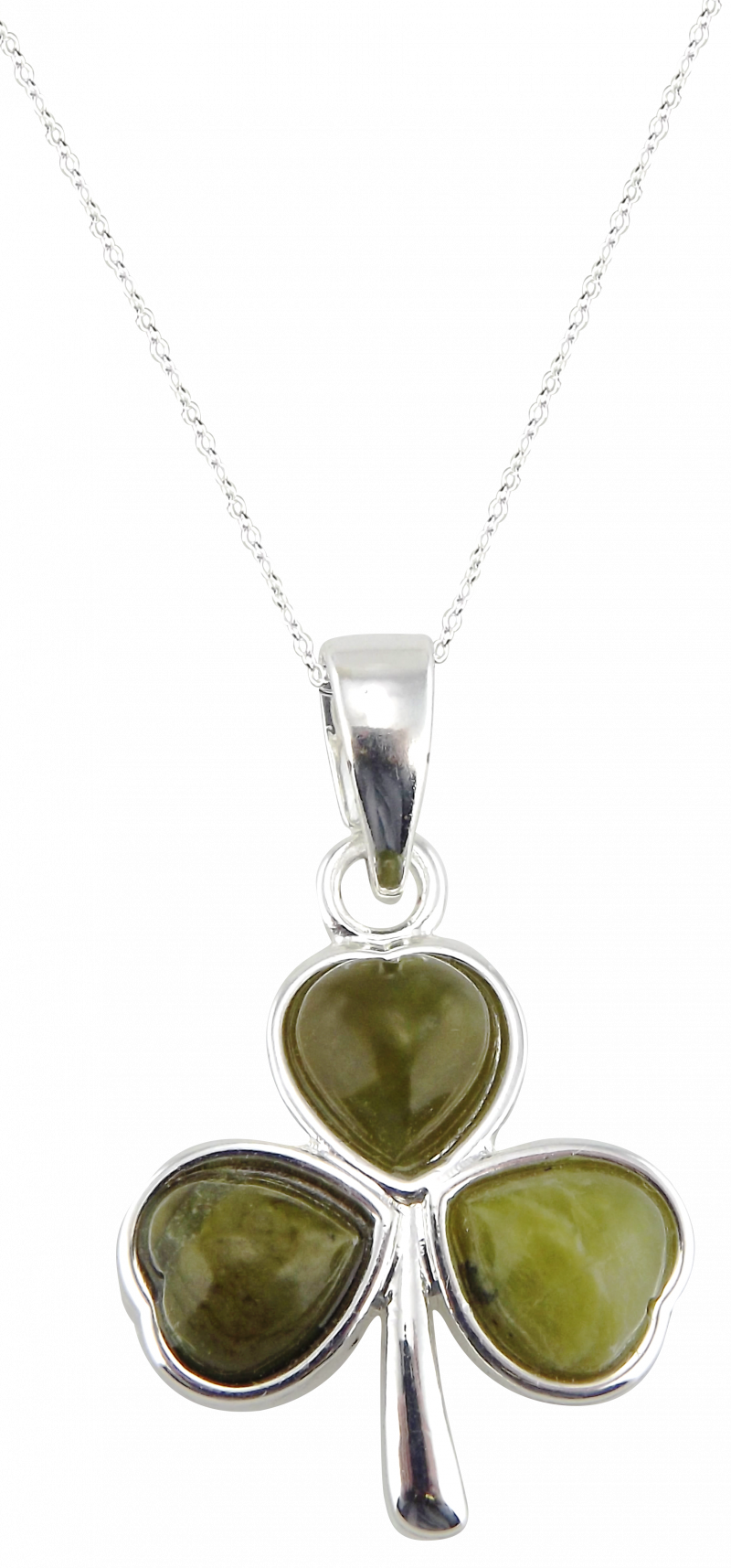 CONNEMARA MARBLE SILVER PLATED SHAMROCK