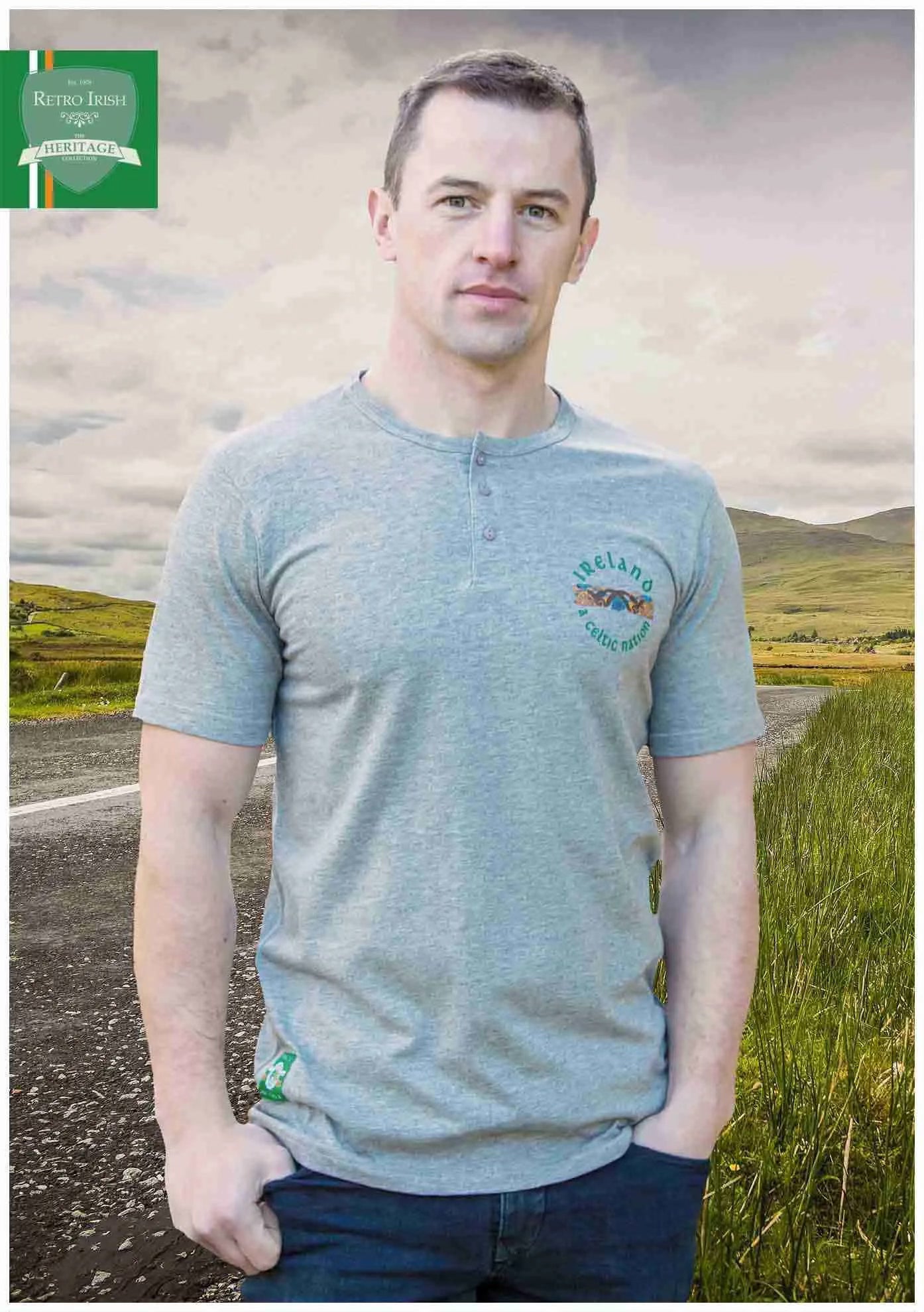 Retro Irish Ireland Celtic nation Grey tee 6609