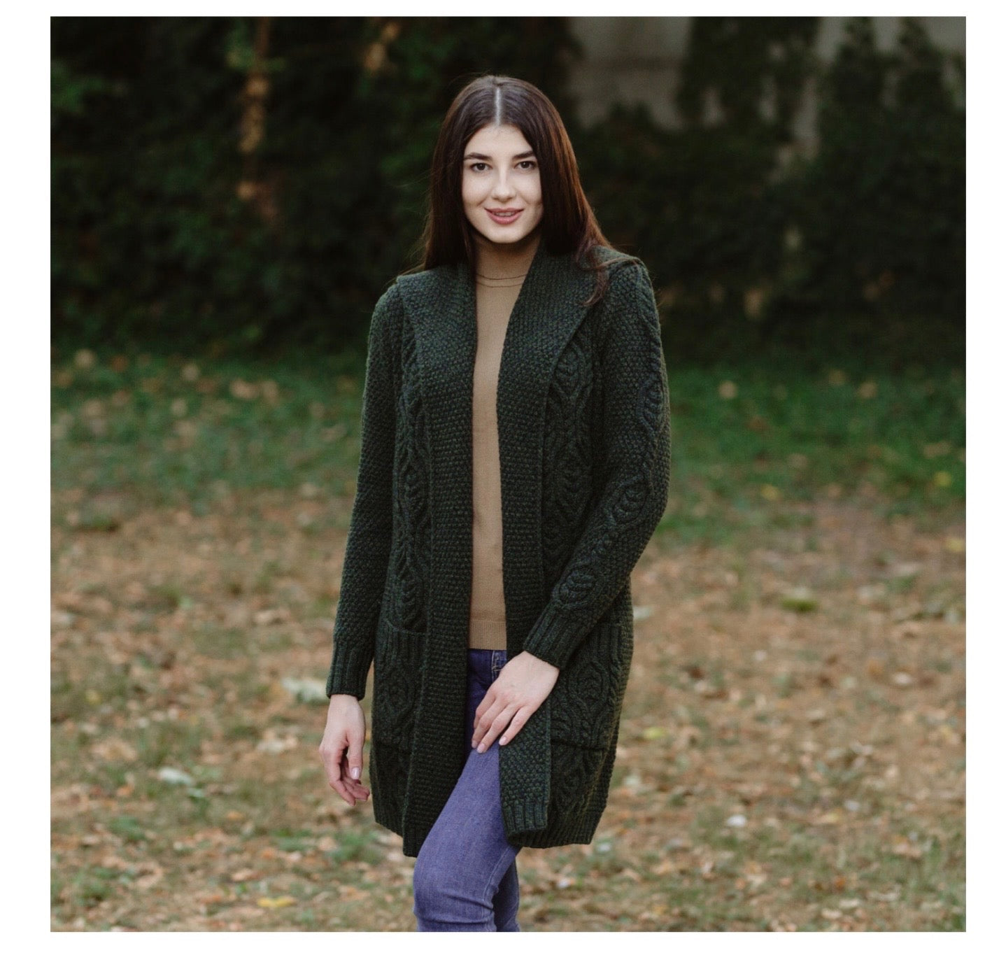 Ladies Classic Fit Long Cardigan with Hood