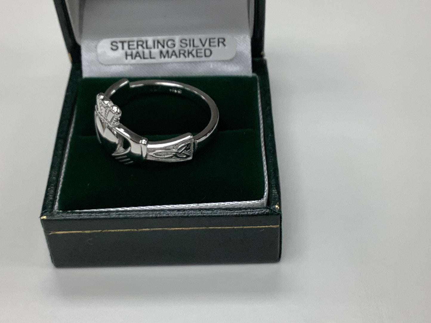 Mens sterling Silver heavy Claddagh with trinity Fado R117