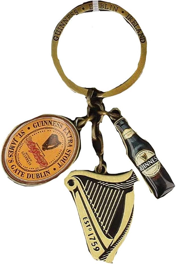 Guinness Charm Keychain Harp