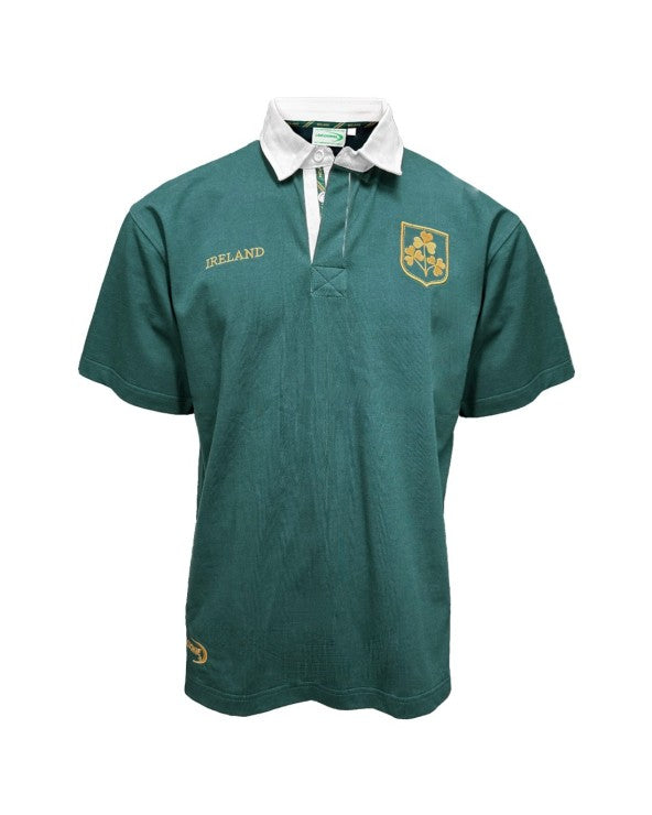 Ireland Shamrock Short Sleeve Rugby Shirt In Dark Green & Gold R3109