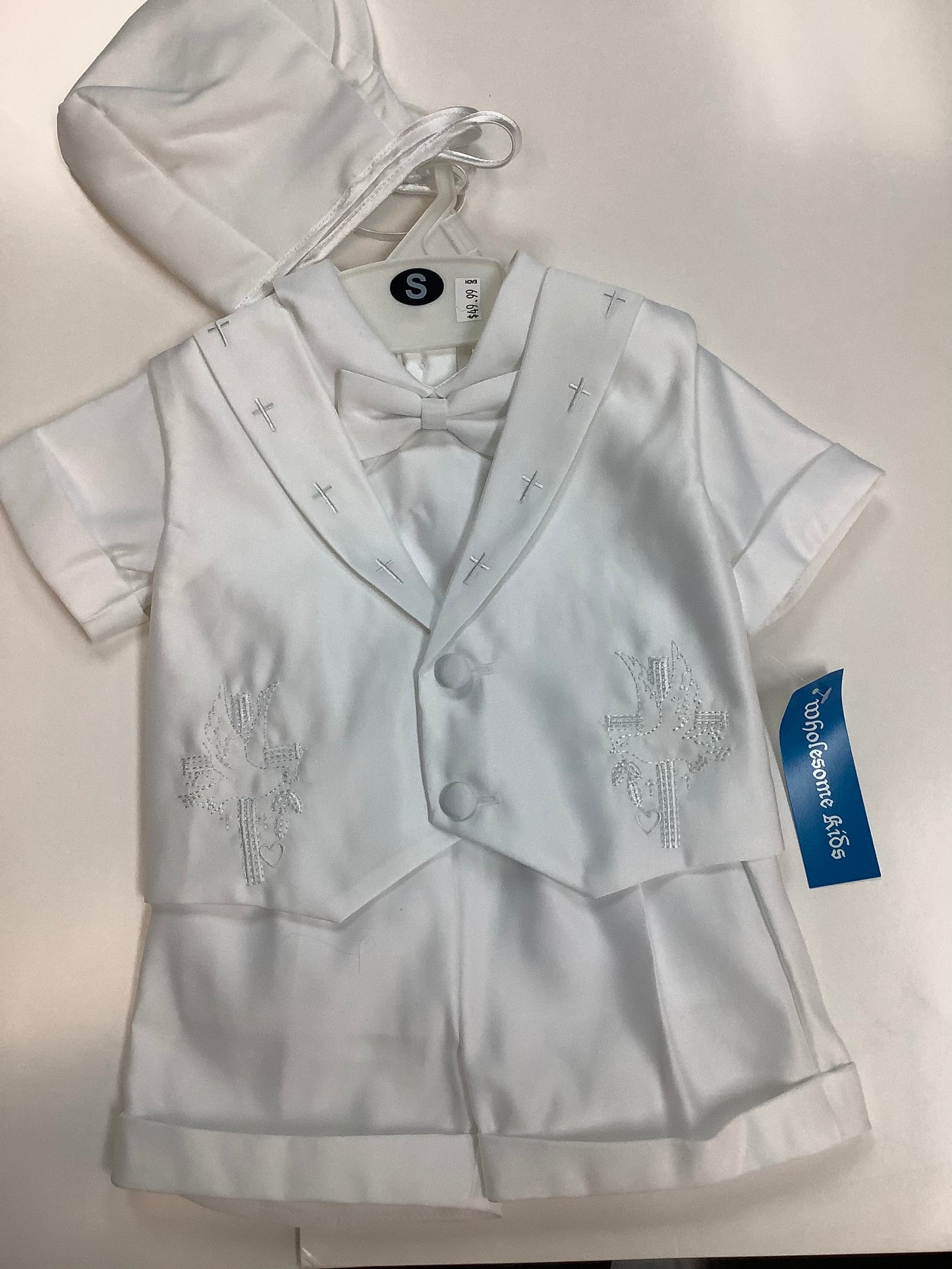 Boys Baptism outfit Shorts with cross and dove 1113