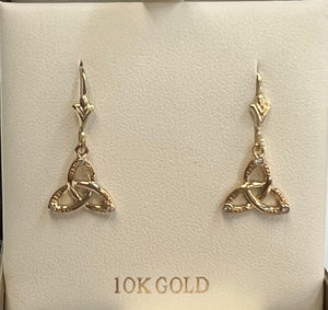 10K Trinity Knot Earrings with 3 diamonds S34238