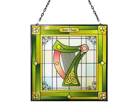 Irish Harp stained glass panel