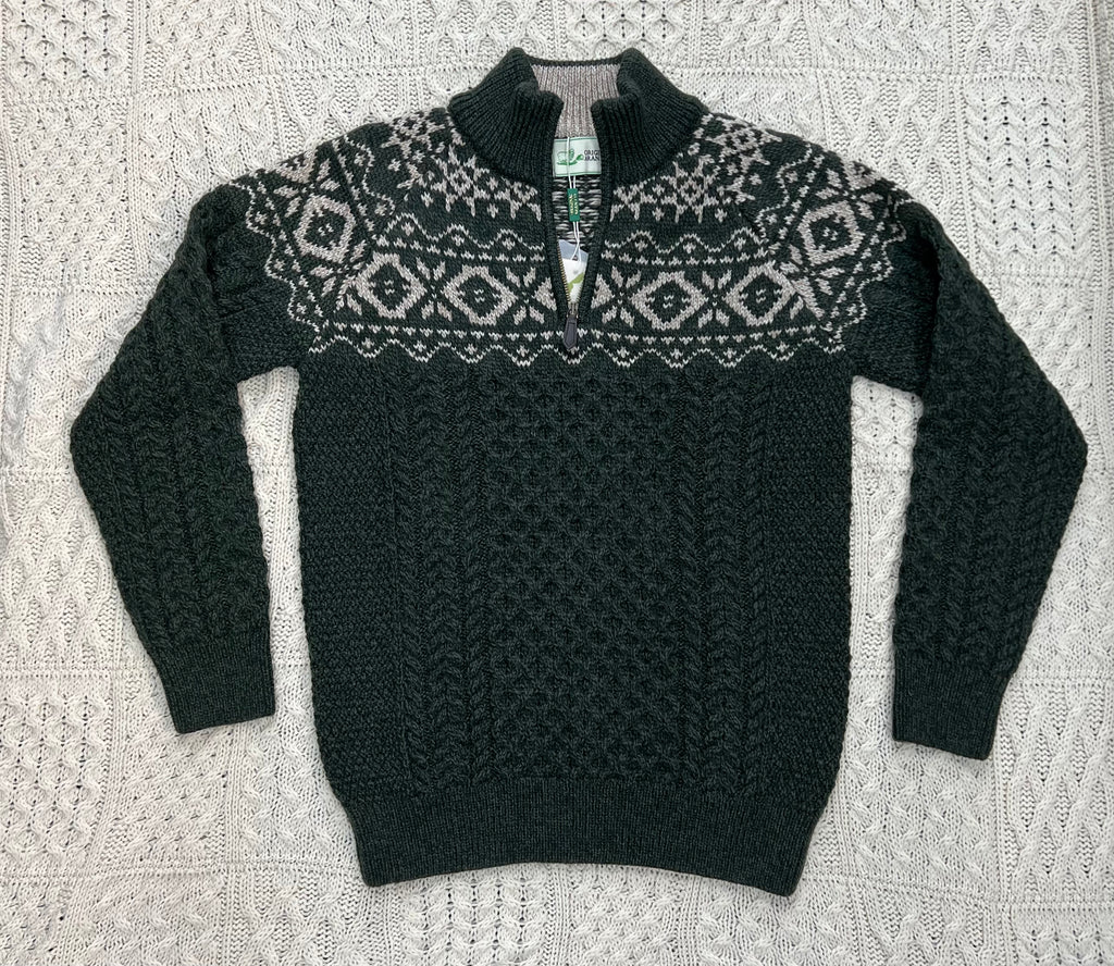 Original aran Company 1/4 zip Jacquard Sweater MJ001