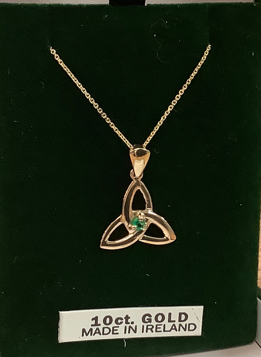 10K Gold Trinity pendant with Emerald  Medium size MA113