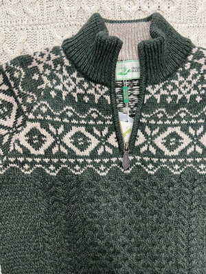 Original aran Company 1/4 zip Jacquard Sweater MJ001