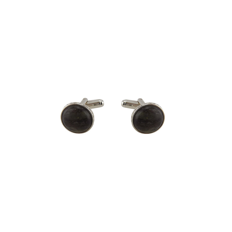 Round Cufflinks with Connemara Marble